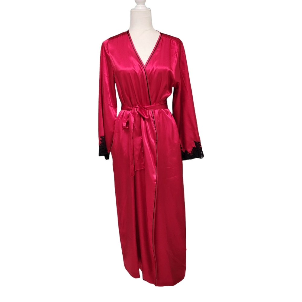Morgan Taylor Intimates Vintage Long Red Kimono Robe Size Menium